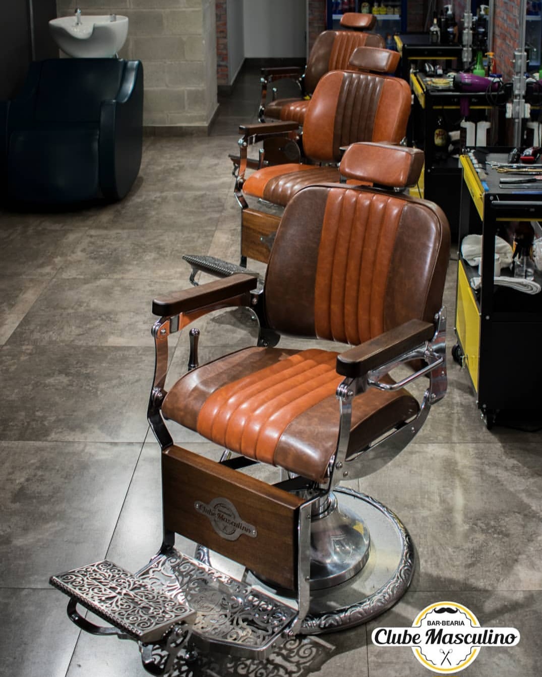 Ambiente premium da barbearia Clube Masculino